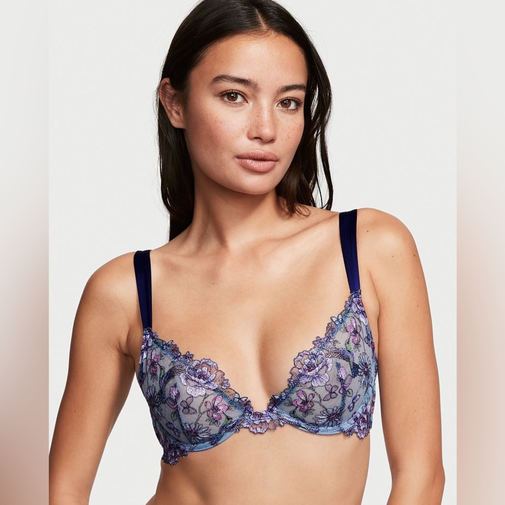 Unlined Hummingbird Embroidery Demi Bra